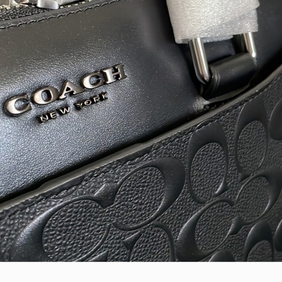 1 left COACH Embossed Signature Leather Atache Bag Briefcase Laptop Computer Bag - Picture 9 of 12